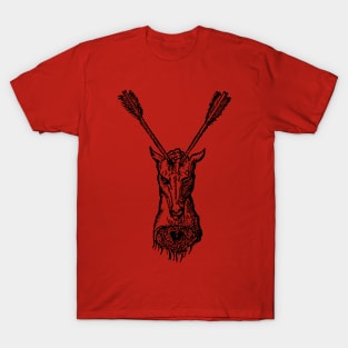 Deer ††††† Vintage Medieval Woodcut Style Illustration T-Shirt